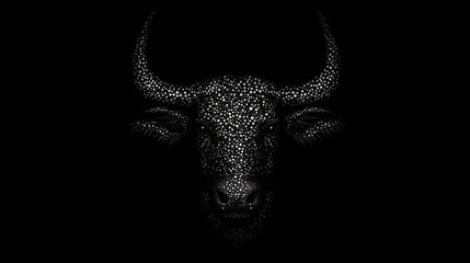Obraz premium Abstract bull's head, dark background, artistic illustration, for print design or website background