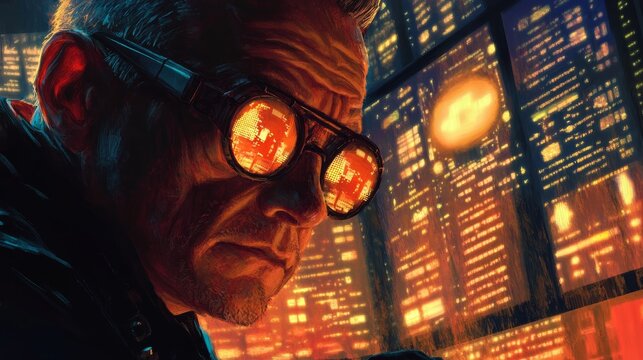 The image has a futuristic and technological vibe