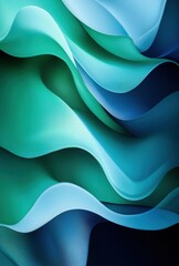 Fototapeta premium Elegant Flowing Waves of Soft Blue and Green Tones Creating a Serene Abstract Background for Artistic and Modern Design Applications