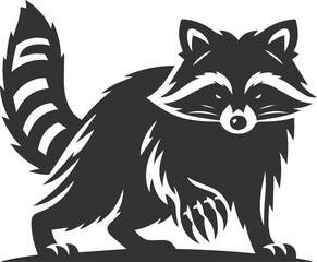 silhouette of a raccoon standing with claws out, ready to attack animal vector