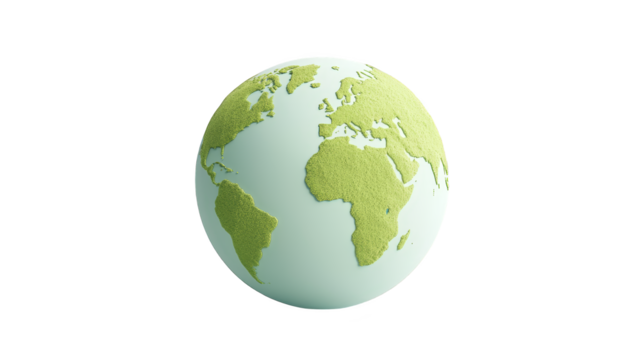 Global connections, white and blue globe on plaid background representing international relations