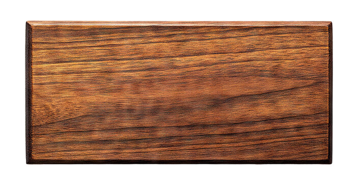 Blank polished wooden nameplate, isolated on transparent cutout background