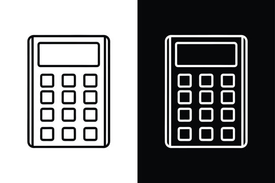 Editable Calculator Icon. Black & White Vector Illustration