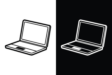Flat Laptop Icon Editable Outline for Versatile Use