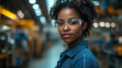 Obraz premium Black engineers developing AI-driven humanoid robotics, refining ultra-precise real-time automation, optimizing next-gen factory integration