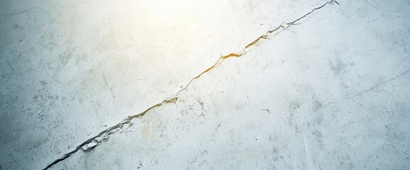 Fototapeta premium Detailed Close-Up of Cracked Concrete Surface with Warm Light Effect