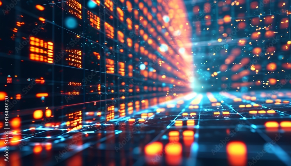 Poster dynamic data visualization digital realm abstract art virtual environment futuristic view technology