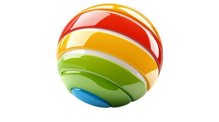 Colorful ball with a dynamic green and orange stripe, vivid, abstract design element