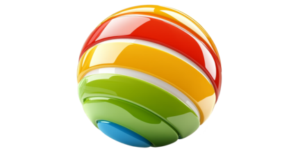Colorful ball with a dynamic green and orange stripe, vivid, abstract design element