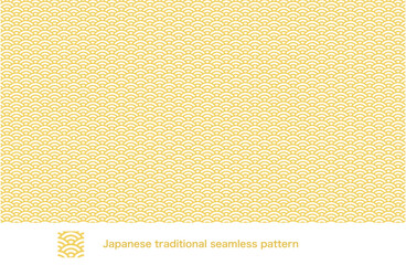 日本文様の和柄パターン「青海波」金箔