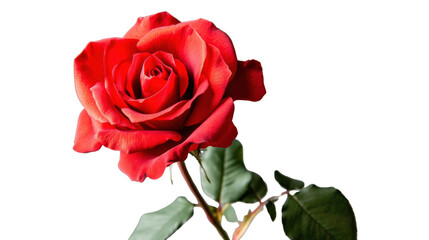 Red rose blooming with transparent background for easy editing