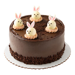 Chocolate Easter Bunny Cake with Delectable Chocolate Frosting and Decorative Sprinkles
