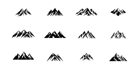 Fototapeta premium Mountain icon set isolated on white background. Vector illustration