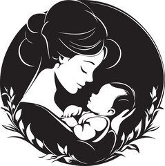 Happy Mothers' Day Silhouette, Mom with Baby Icon