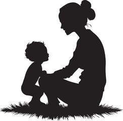 Happy Mothers' Day Silhouette, Mom with Baby Icon