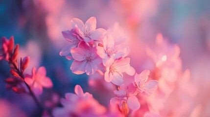 Beautiful Soft Focus Pink Cherry Blossoms in Bloom