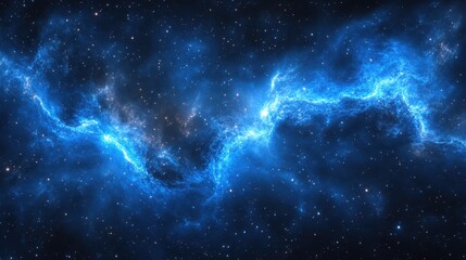 Cosmic explosion of blue energy deep space digital art nebula environment spectacular viewpoint sci-fi concept