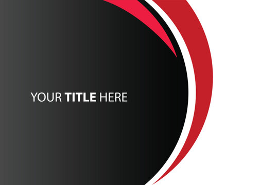Abstract red curves on black background, white space, design template