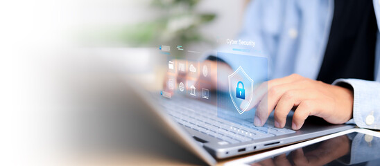 Cyber security and Security password login online concept Hands typing and entering username and...