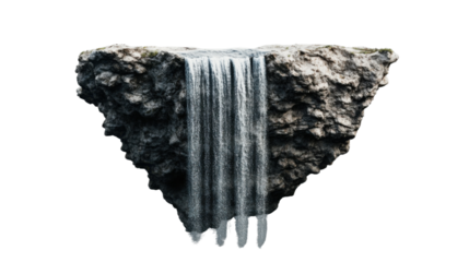 Floating island waterfall with transparent background: a surreal landscape