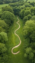 A winding path meanders through lush greenery. Nature invites exploration along this serene trail. Discover tranquility and beauty in every twist and turn. Generative AI