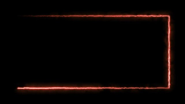 Bright neon fire coral color effect rectangle frame Loop background. Animation of glowing neon rectangles abstract background - seamless loop