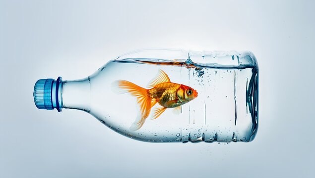 Fish Trapped in a Plastic Bottle &ndash; Symbol of Ocean Pollution and Environmental Awareness 