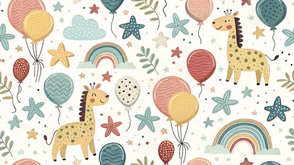 seamless pattern with birds and flowers