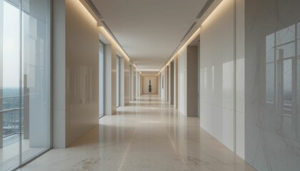 Modern Interior Hallway with Soft Lighting and Minimalist Design