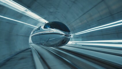 Obraz premium Futuristic high-speed train in tunnel