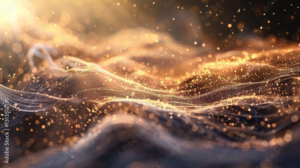 Poster this captivating image captures light waves interacting with dust particles, creating a serene and e