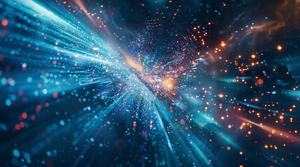 Fototapeta premium Futuristic abstract background featuring technology particles in flux, symbolizing the ever-changing landscape of technological evolution.