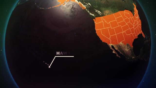 Hawaii US State Satellite Map Animation V1