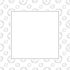 clock icon frame. doodle clock icon square frame. hand drawn clock icon frame background. clock icon background