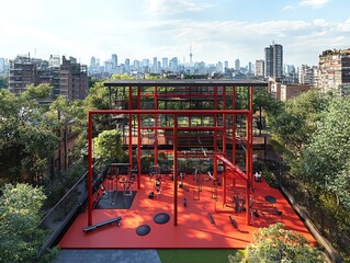 Modern Rooftop Gym with City View Fitness and Wellness