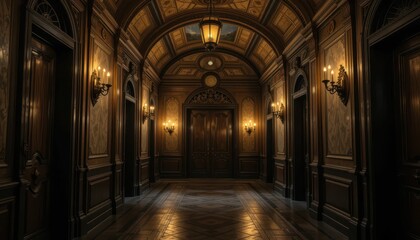 Obraz premium Elegant Vintage Hallway with Antique Decor and Soft Lighting