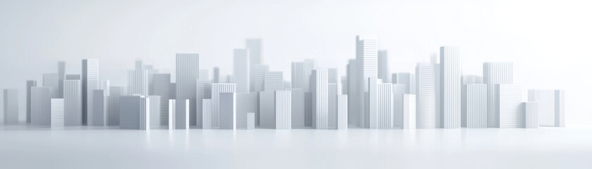 Fototapeta premium Minimalist cityscape of high rise buildings in monochrome style