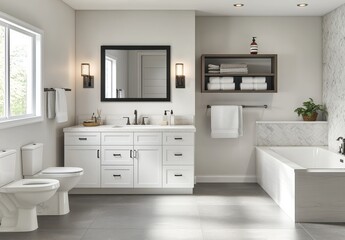 Modern and Elegant Bathroom Interior Design with Natural Light and Stylish Fixtures for a Relaxing Atmosphere and Contemporary Finish