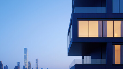 Obraz premium sleek modern high rise condominium with artistic design and cityscape view