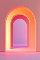 Pastel archway, glowing interior