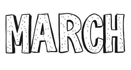 Month Of March Text Banner isolated on green black white background ai
