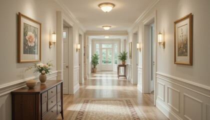 Elegant and Bright Interior Hallway with Decorative Elements