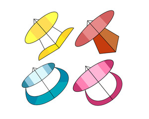 Kite toys with various shapes and colors