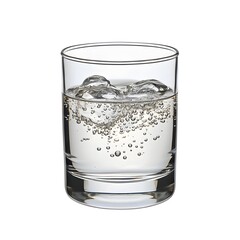 Clear Glass of Bubbly Liquid with Ice Cubes