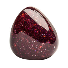 Polished Garnet Stone with Red Glitter Isolated on Transparent Background