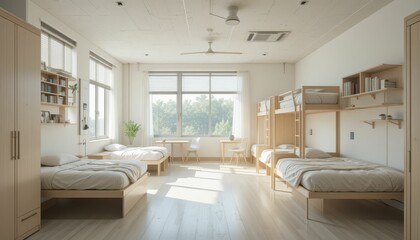 Bright and Airy Shared Bedroom with Bunk Beds and Natural Light