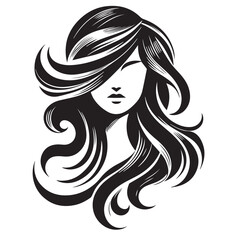 woman hair silhouettes vector illustration