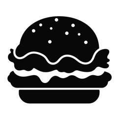 Fototapeta premium Simple black and white burger silhouette on white background, minimalist design