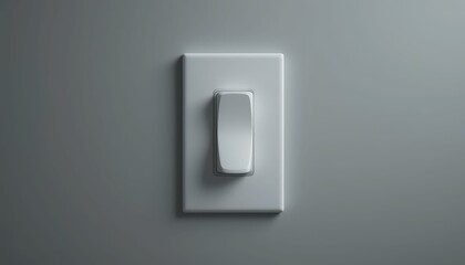 Fototapeta premium Simple White Light Switch on Smooth Gray Wall in Modern Space