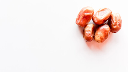 Sweet Medjool Dates on isolated white background copy space  